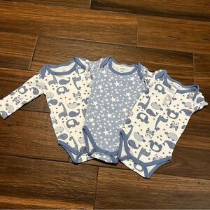 The Peanutshell Layette 3 Pack‎ Bundle Onesies 0-3 Months 100% Cotton Blue White